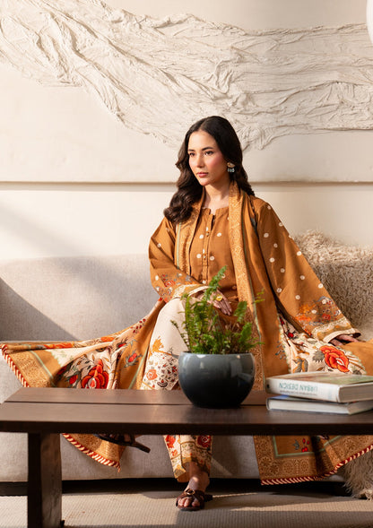 Mustard Brown Polka Dot Khaddar Daily Wear Suit Online in Sri Lanka India Australia