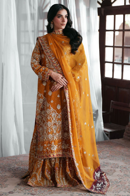 Mustard Chiffon Flared Gharara Party Wear Suit Online in Dubai UAE Abudhabi Ajman Sharjah