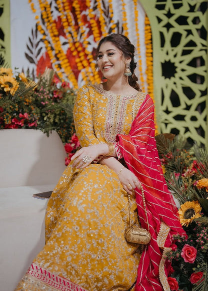 Mustard Chiffon Pakistani Guest Wear Suit Online in Sri Lanka India Australia