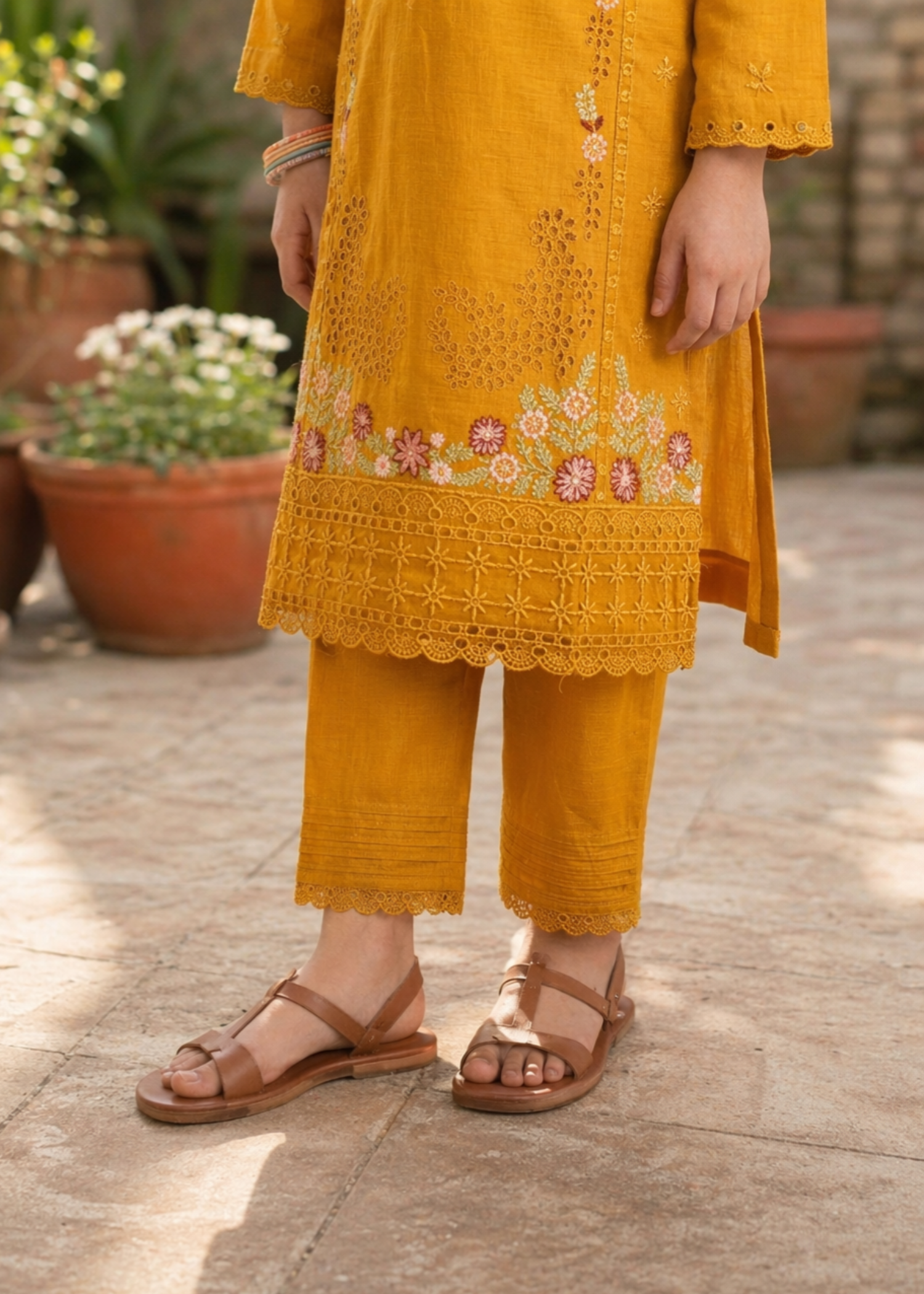 Mustard Daily Wear Kurta Set Online in Sri Lanka India Australia