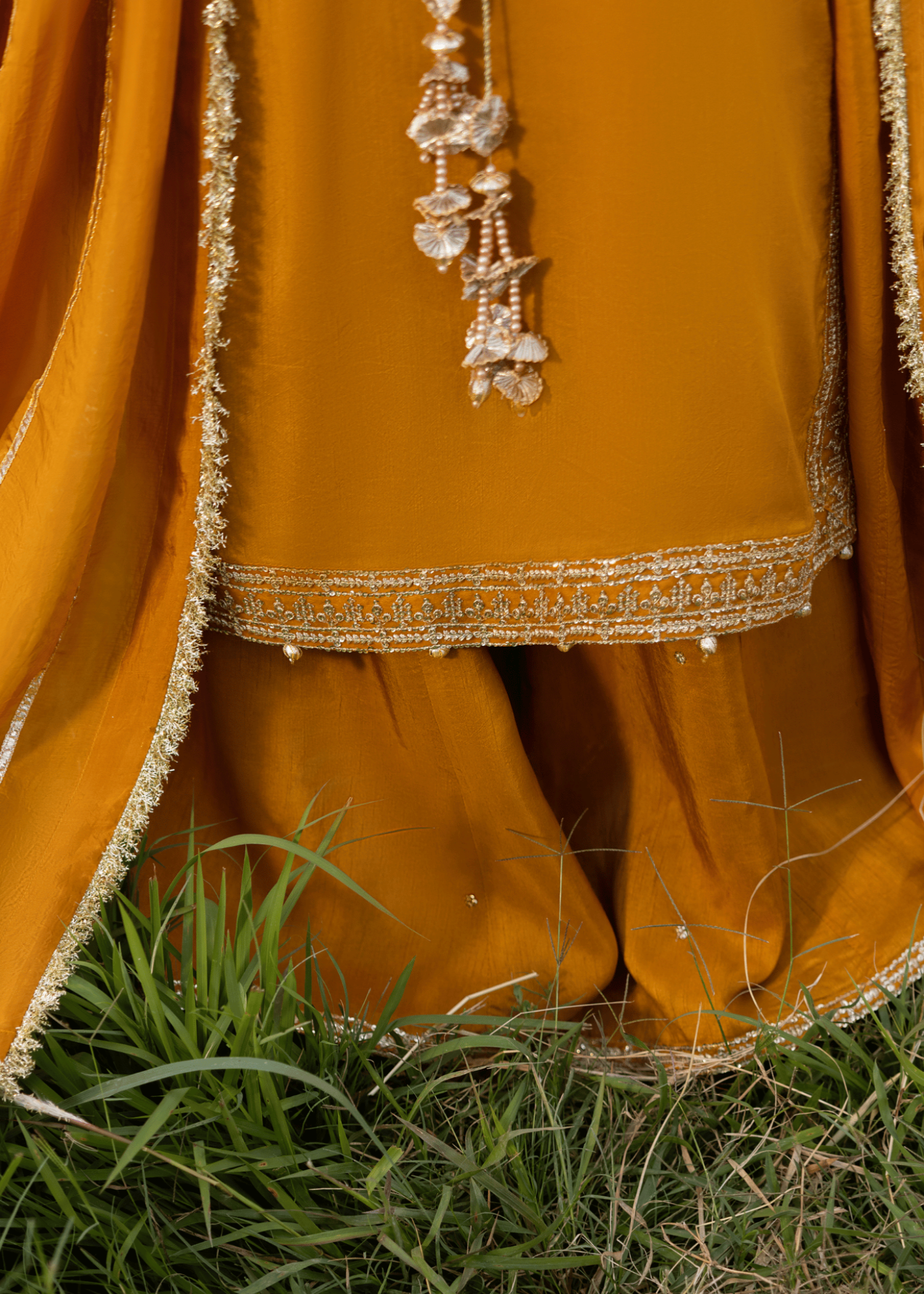 Mustard Embellished Korean Silk Suit for Women Online in Sri Lanka India Australia