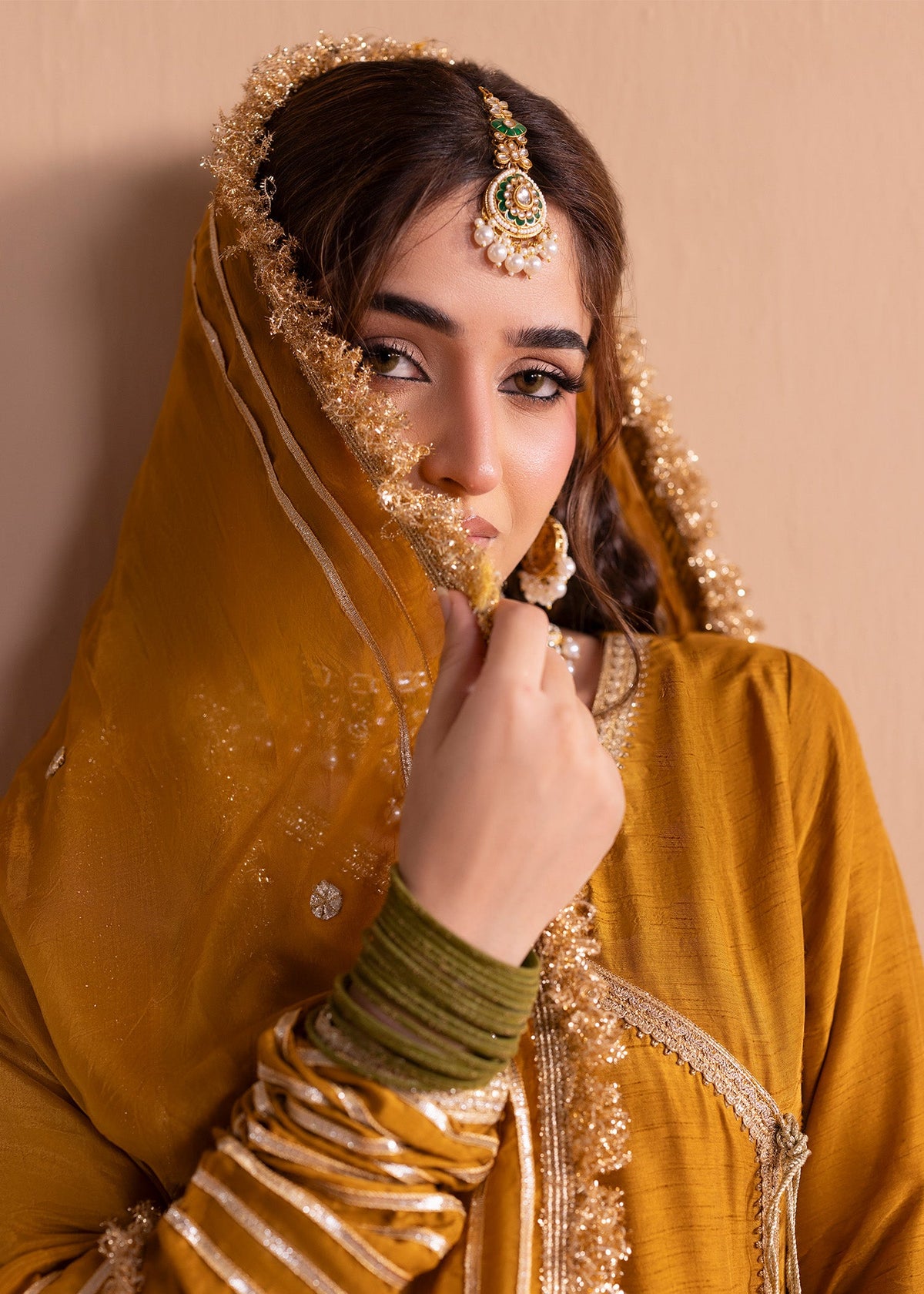 Mustard Embellished Raw Silk Designer Salwar Suit Online in Dubai DXB UAE Abudhabi Meena Bazaar