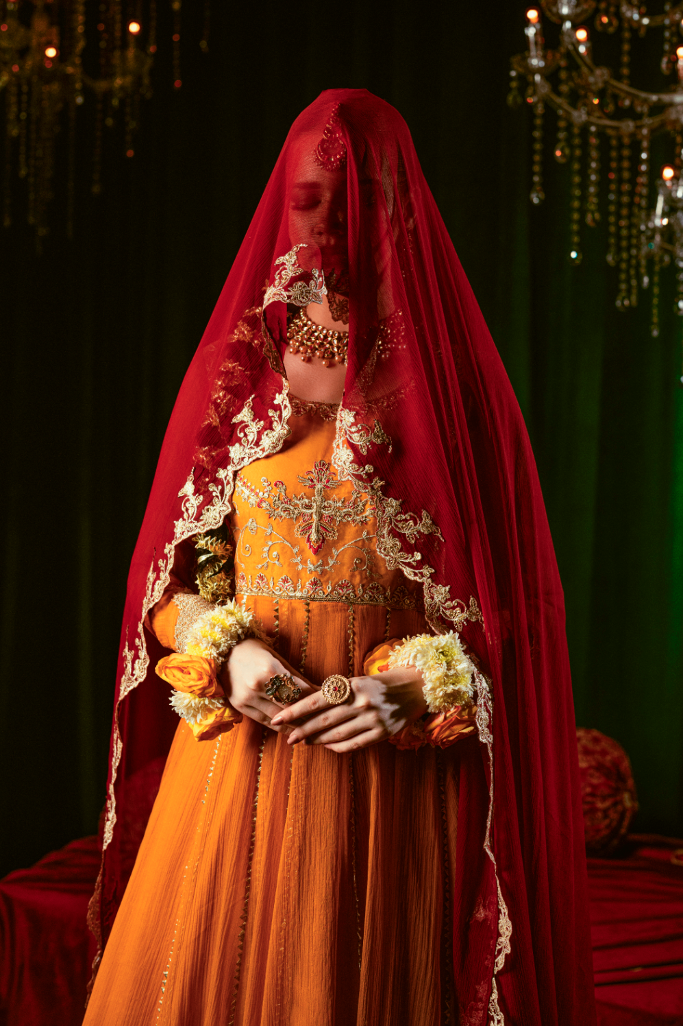 Mustard Embroidered Chiffon Festive Wear Suit Online in Dubai DXB UAE Abudhabi Meena Bazaar