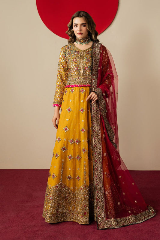 Mustard Embroidered Chiffon Lehenga Choli Online in Dubai UAE Abudhabi Ajman Sharjah