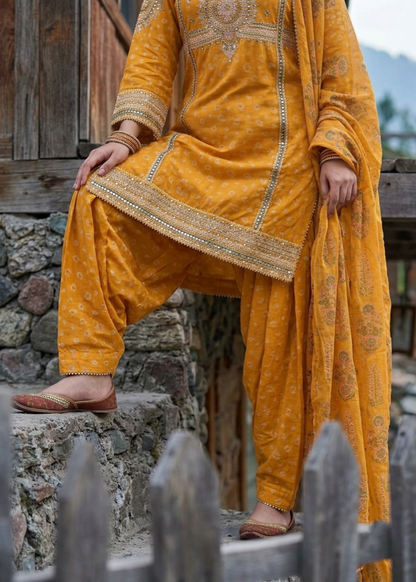 Mustard Embroidered Jacquard Straight Kurta Suit Online in Dubai UAE Abudhabi Ajman Sharjah