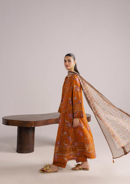 Mustard Embroidered Lawn Three Piece Suit Online in Dubai DXB UAE Abudhabi Meena Bazaar