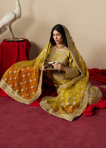 Mustard Embroidered Organza Festive Wear Suit Online in Sri Lanka India Australia
