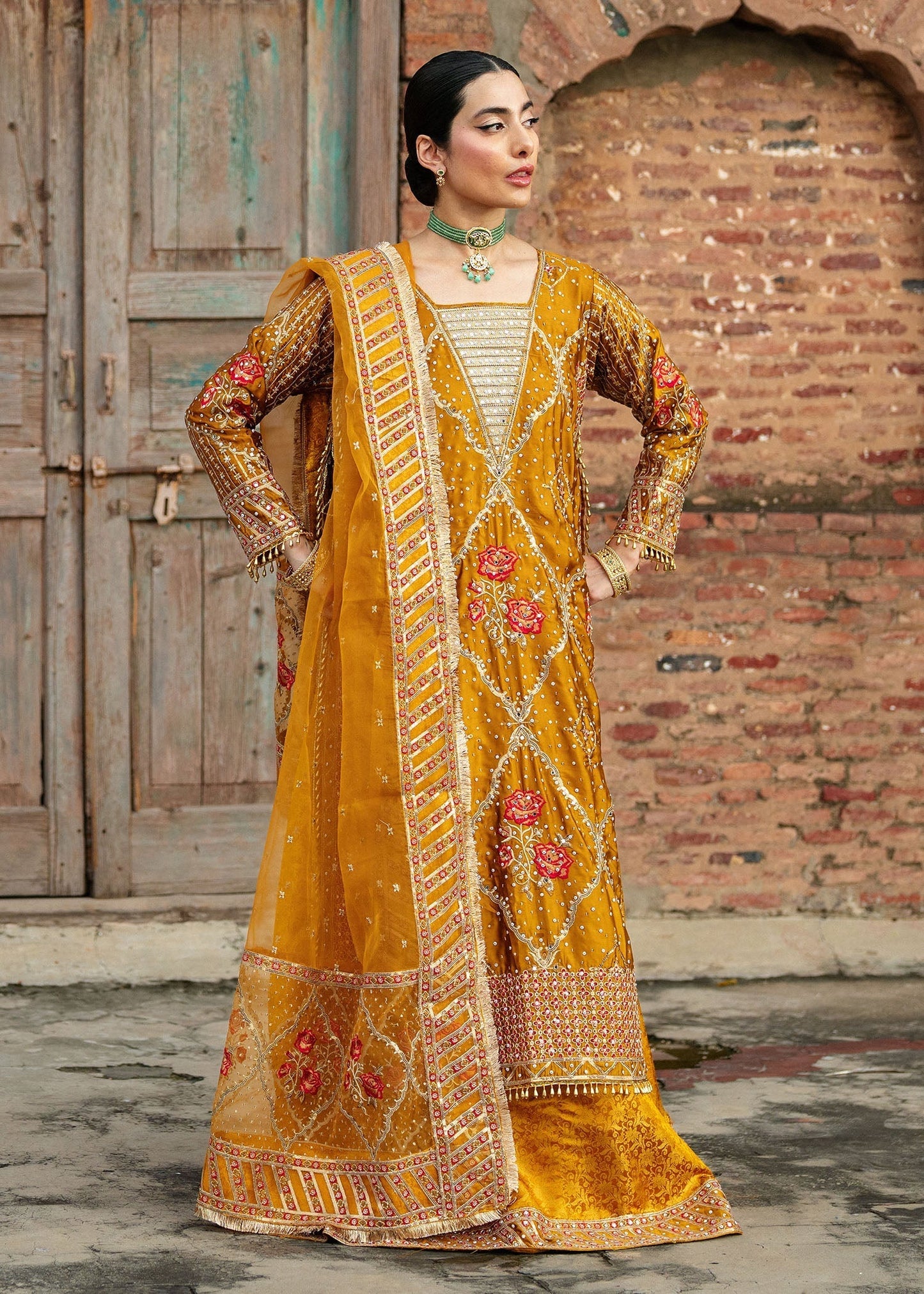 Mustard Flared Lehenga Suit Online in UK USA Canada