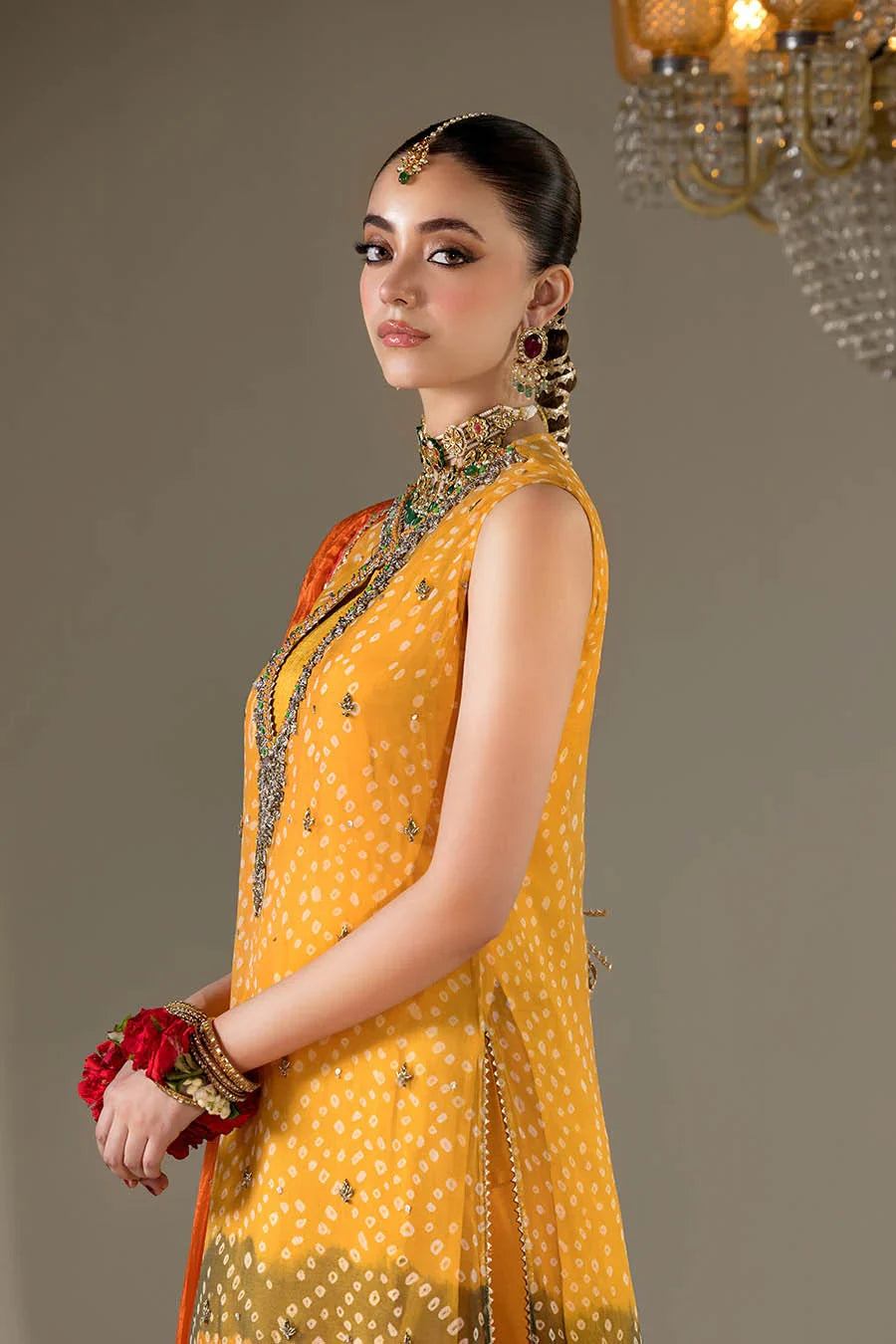 Mustard Gotta Work Silk Farshi Shalwar Online in Sri Lanka India Australia