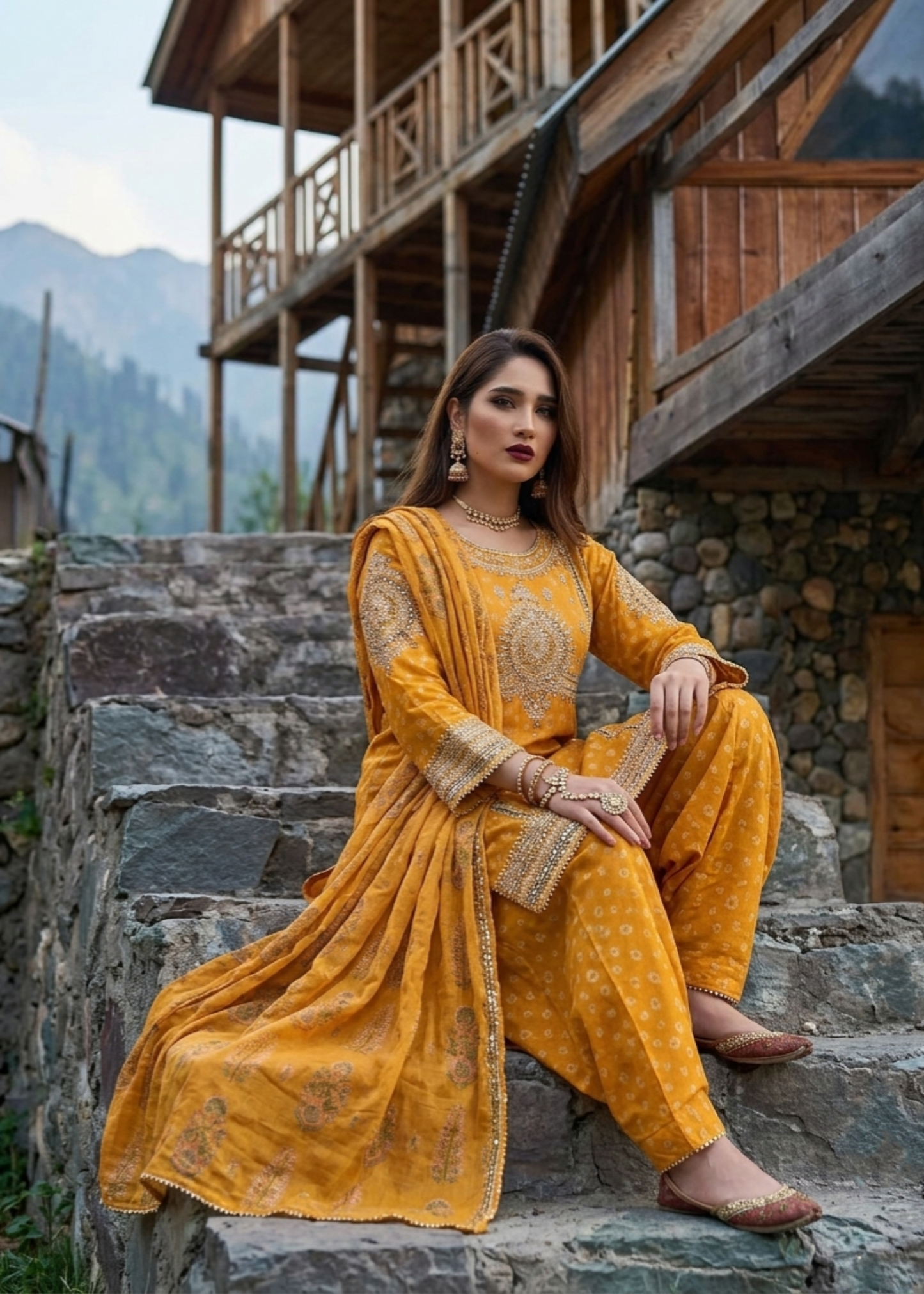 Mustard Jacquard Embroidered Ladies Suit Online in Sri Lanka India Australia