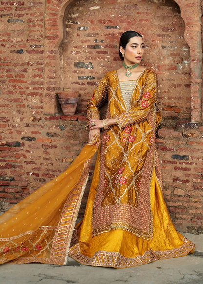 Mustard Jamawar 3 Piece Suit Online in Dubai UAE Abudhabi Ajman Sharjah