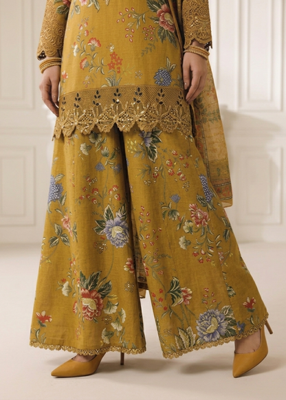 Mustard Lawn Pakistani Designer Sharara Online in Dubai DXB UAE Abudhabi Meena Bazaar