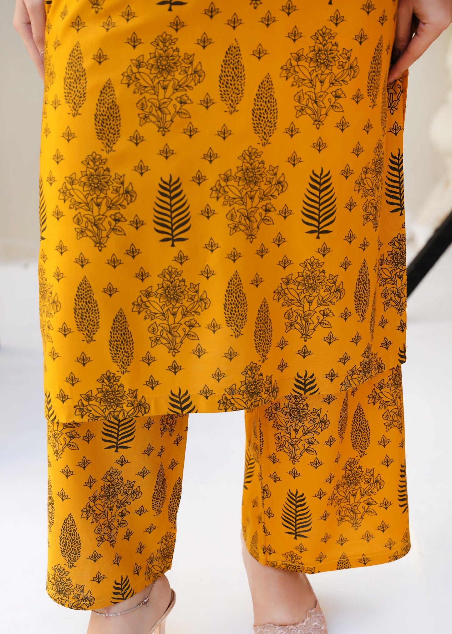 Mustard Linen Daily Wear Suit Online in UK USA Canada
