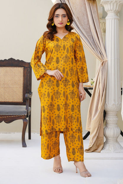 Mustard Linen Straight Trouser Suit Online in Dubai UAE Abudhabi Ajman Sharjah