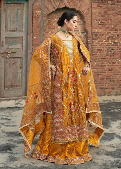 Mustard Organza Dupatta Lehenga Suit Online in Dubai UAE Abudhabi Ajman Sharjah