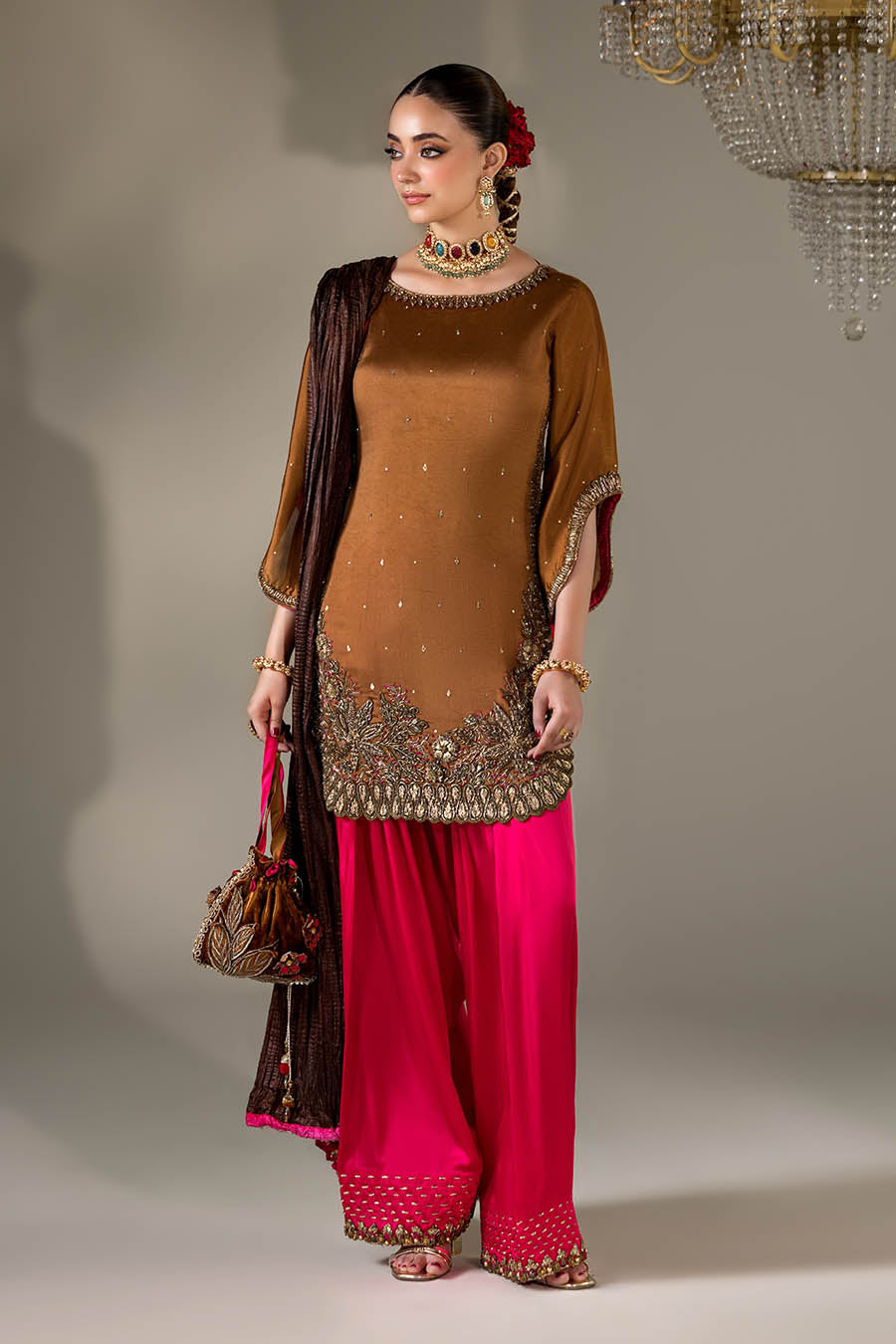 Mustard Red Designer Silk Salwar Suit for Women Online in Dubai DXB UAE Abudhabi Meena Bazaar