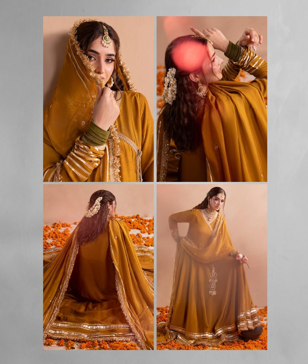 Mustard Silk Dupatta Maxi Trouser Ensemble Online in Sri Lanka India Australia