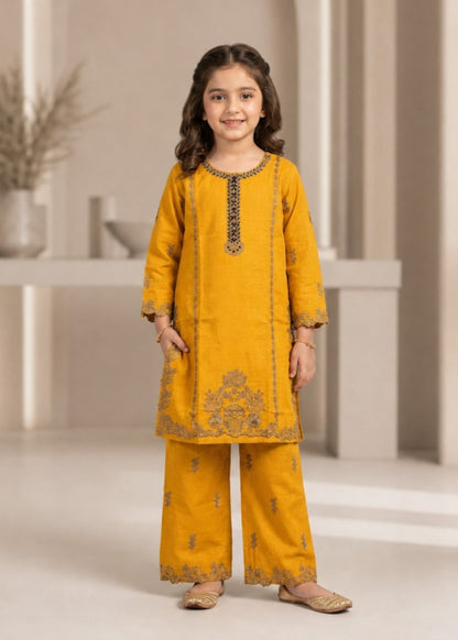 Mustard Straight Cut Kurta with Trouser Online in UK USA Canada