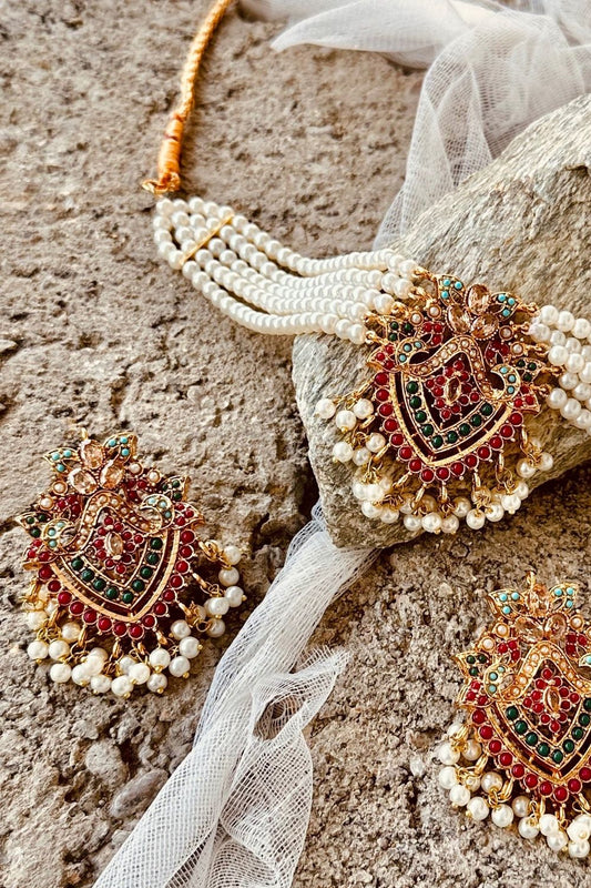 Nauratan Celeste Gold Plated Choker Necklace Set Online in Dubai UAE Abudhabi Ajman Sharjah