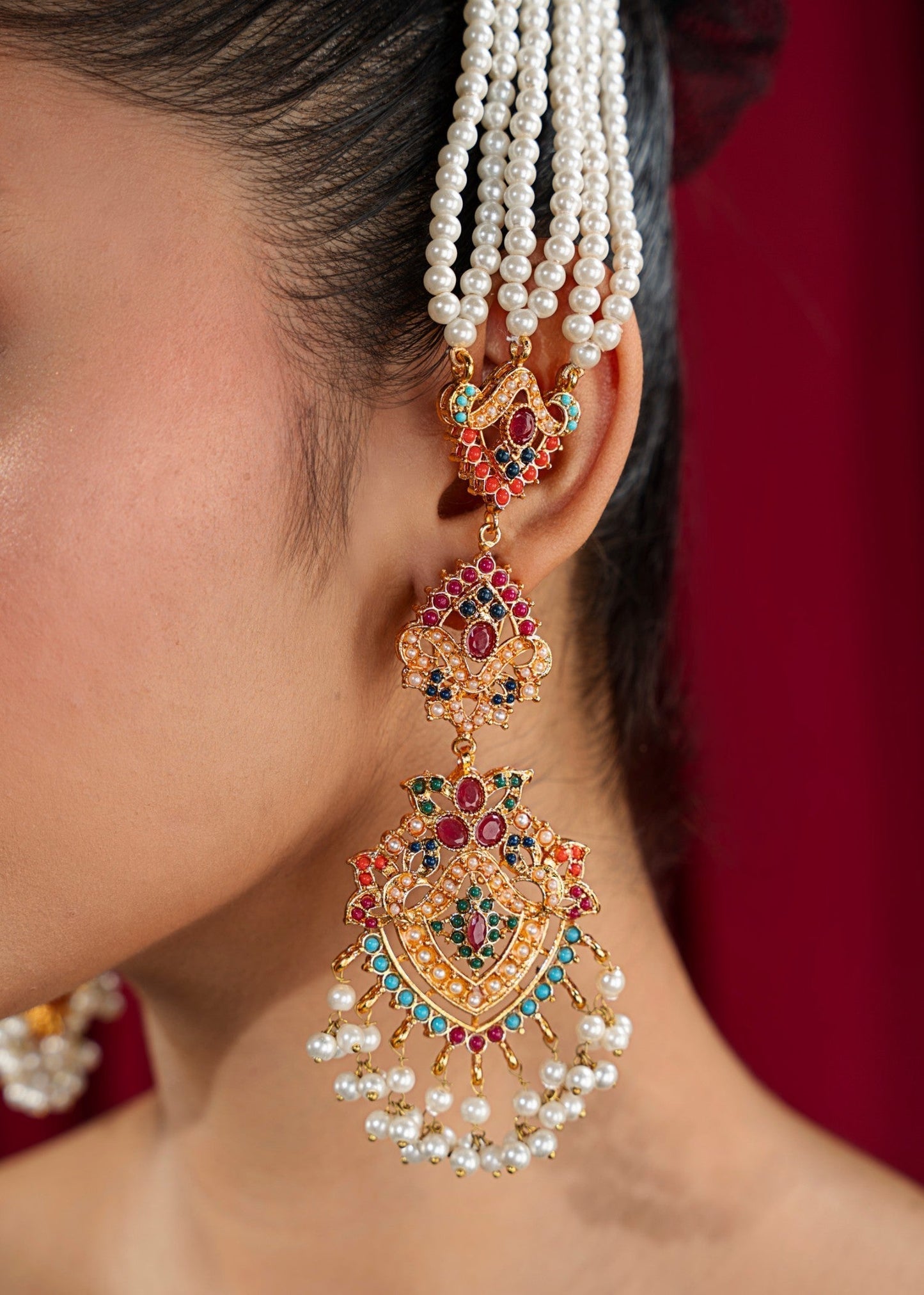 Nauratan Dazzle Duo Festive Jewellery Set Online in Dubai DXB UAE Abudhabi Meena Bazaar