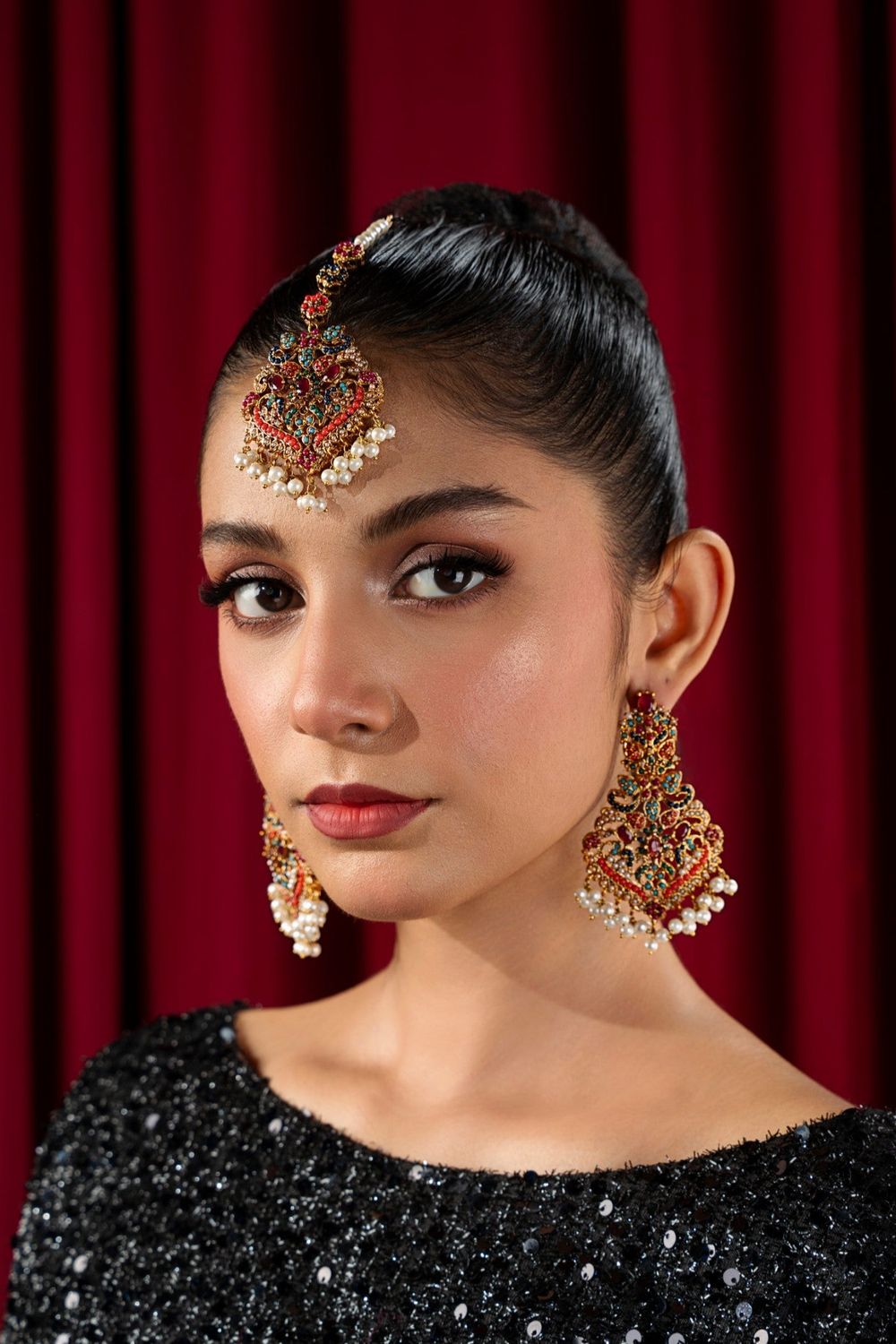 Nauratan Earrings and Tikka Set Online in Dubai UAE Abudhabi Ajman Sharjah