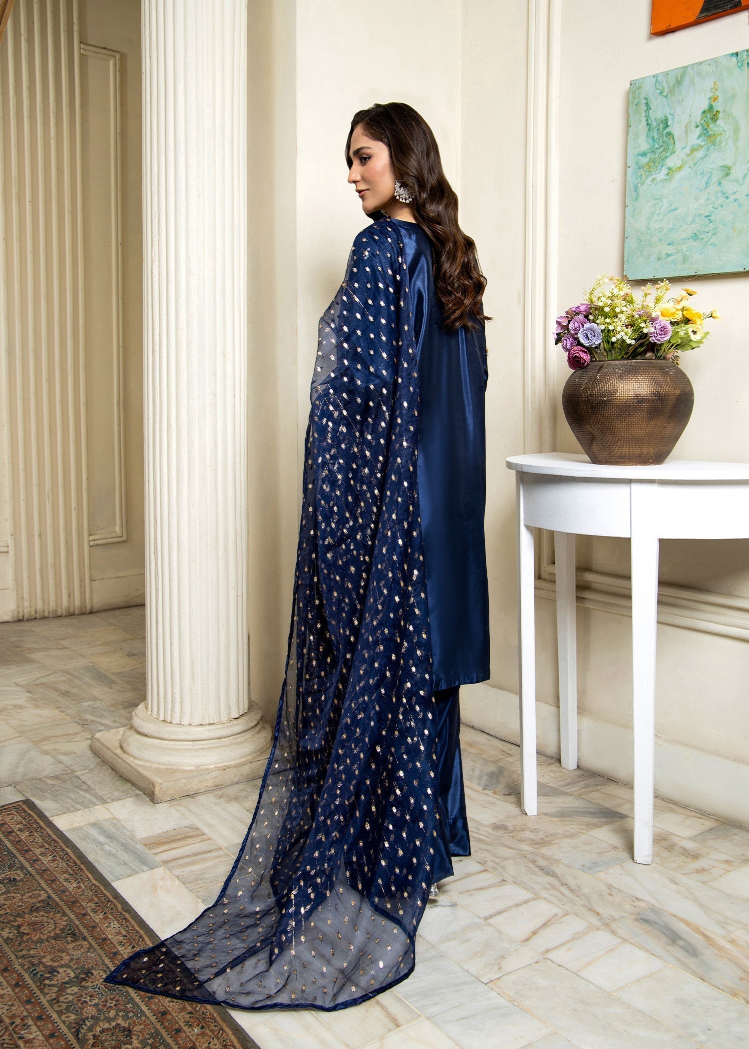 Navy Blue Adda Work Party Wear Suit Online in Dubai UAE Abudhabi Ajman Sharjah