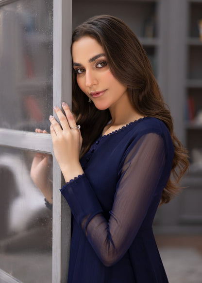 Navy Blue Chiffon Festive Wear Suit Online in Sri Lanka India Australia