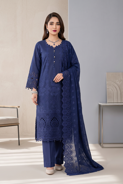 Navy Blue Chikankari Cotton Festive Suit Online in Dubai UAE Abudhabi Ajman Sharjah