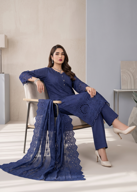 Navy Blue Chikankari Cotton Party Wear Salwar Suit Online in Dubai DXB UAE Abudhabi Meena Bazaar