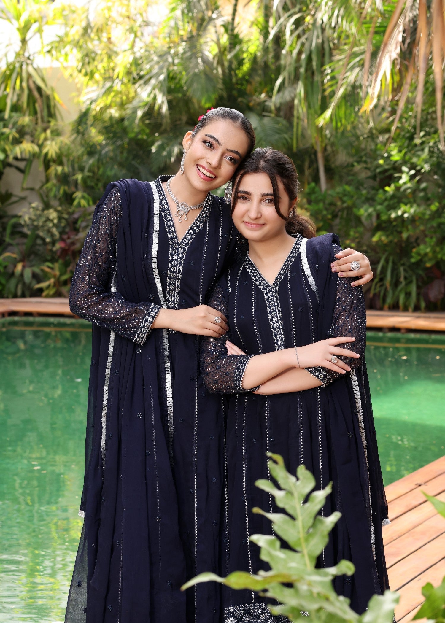 Navy Blue Designer Chiffon Pishwas Suit Online in Dubai UAE Abudhabi Ajman Sharjah