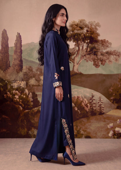 Navy Blue Dhanak Kaftan Winter Wear Online in Dubai UAE Abudhabi Ajman Sharjah