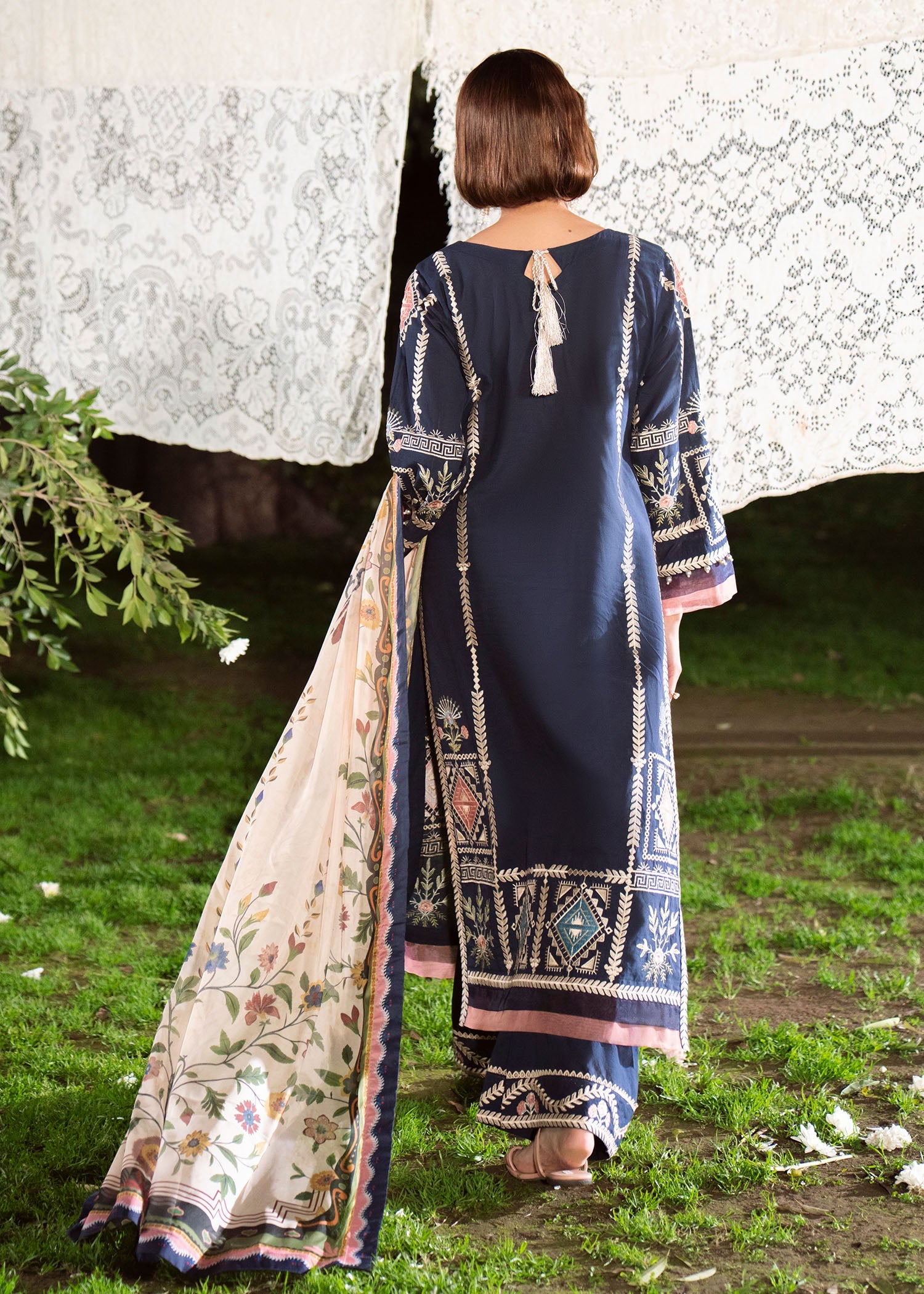 Navy Blue Digital Print Lawn Pakistani Outfit Online in UK USA Canada