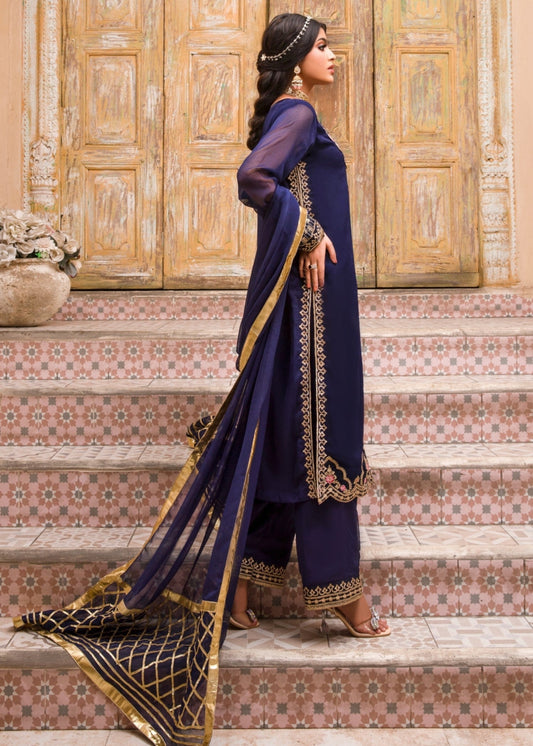 Navy Blue Embellished Chiffon Kurta Online in Dubai DXB UAE Abudhabi Meena Bazaar