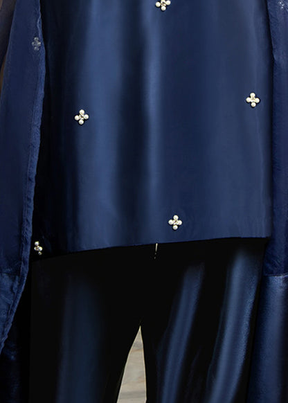 Navy Blue Embellished Kattan Silk Farshi Suit Online in Dubai DXB UAE Abudhabi Meena Bazaar