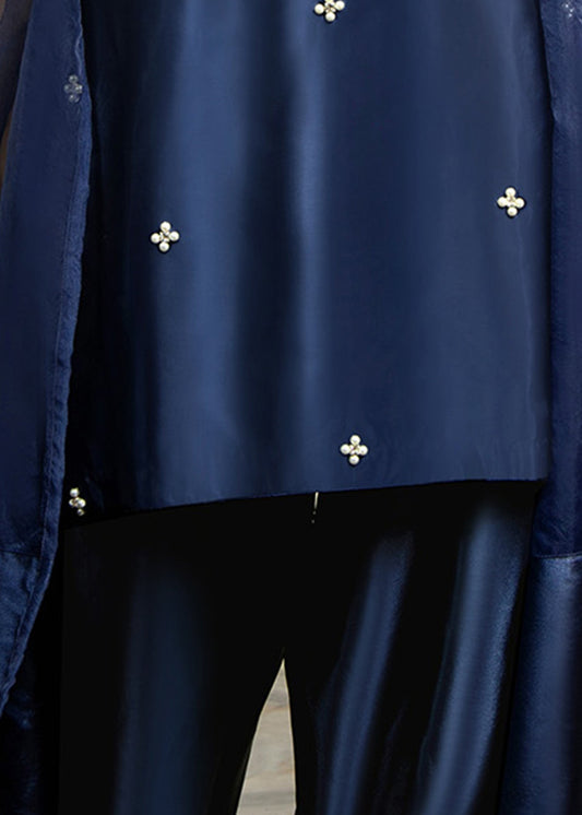 Navy Blue Embellished Kattan Silk Farshi Suit Online in Dubai DXB UAE Abudhabi Meena Bazaar