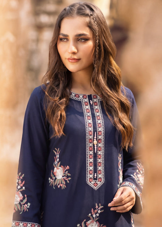 Navy Blue Embellished Lawn Shalwar Kameez Online in Dubai DXB UAE Abudhabi Meena Bazaar