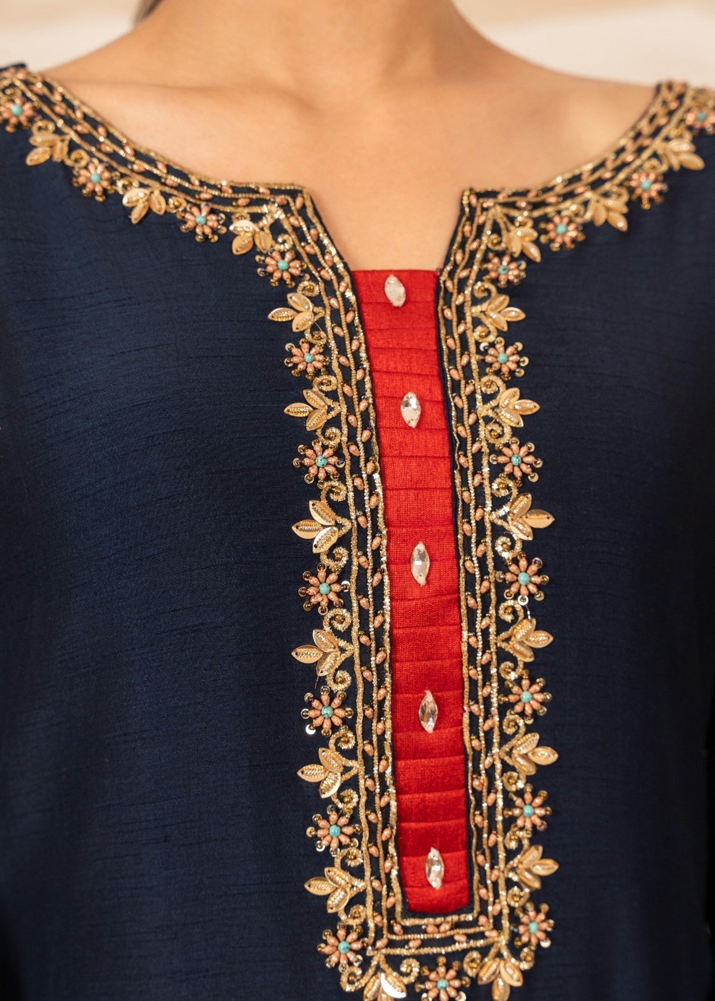 Navy Blue Embellished Sharara Gharara Suit Online in Dubai DXB UAE Abudhabi Meena Bazaar