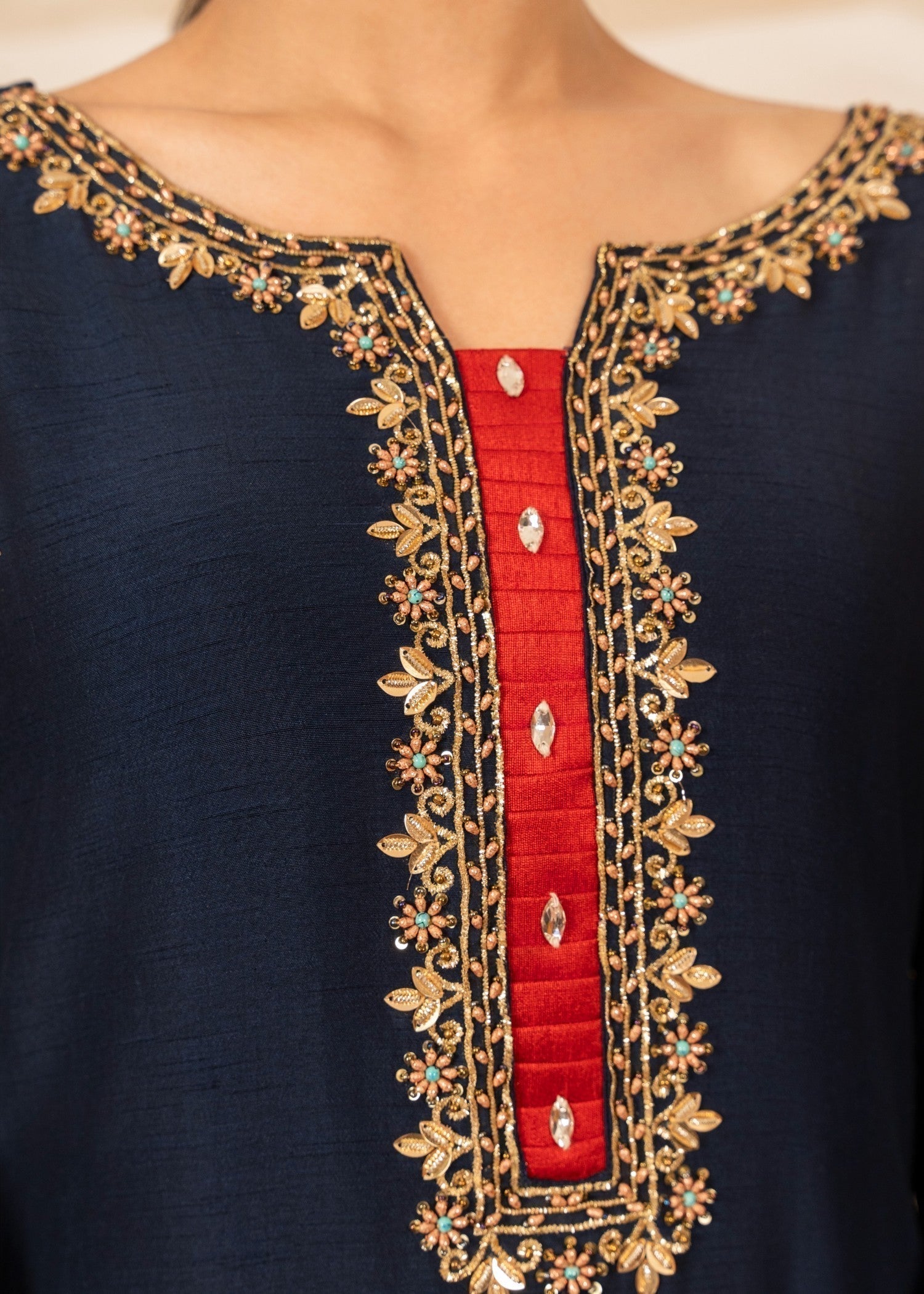 Navy Blue Embellished Sharara Gharara Suit Online in Dubai DXB UAE Abudhabi Meena Bazaar