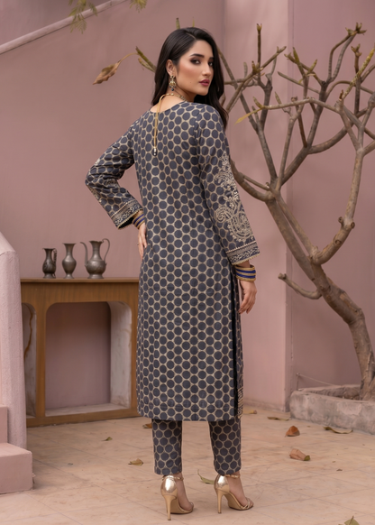Navy Blue Embroidered Jacquard Salwar Kameez Festive Online in Sri Lanka India Australia