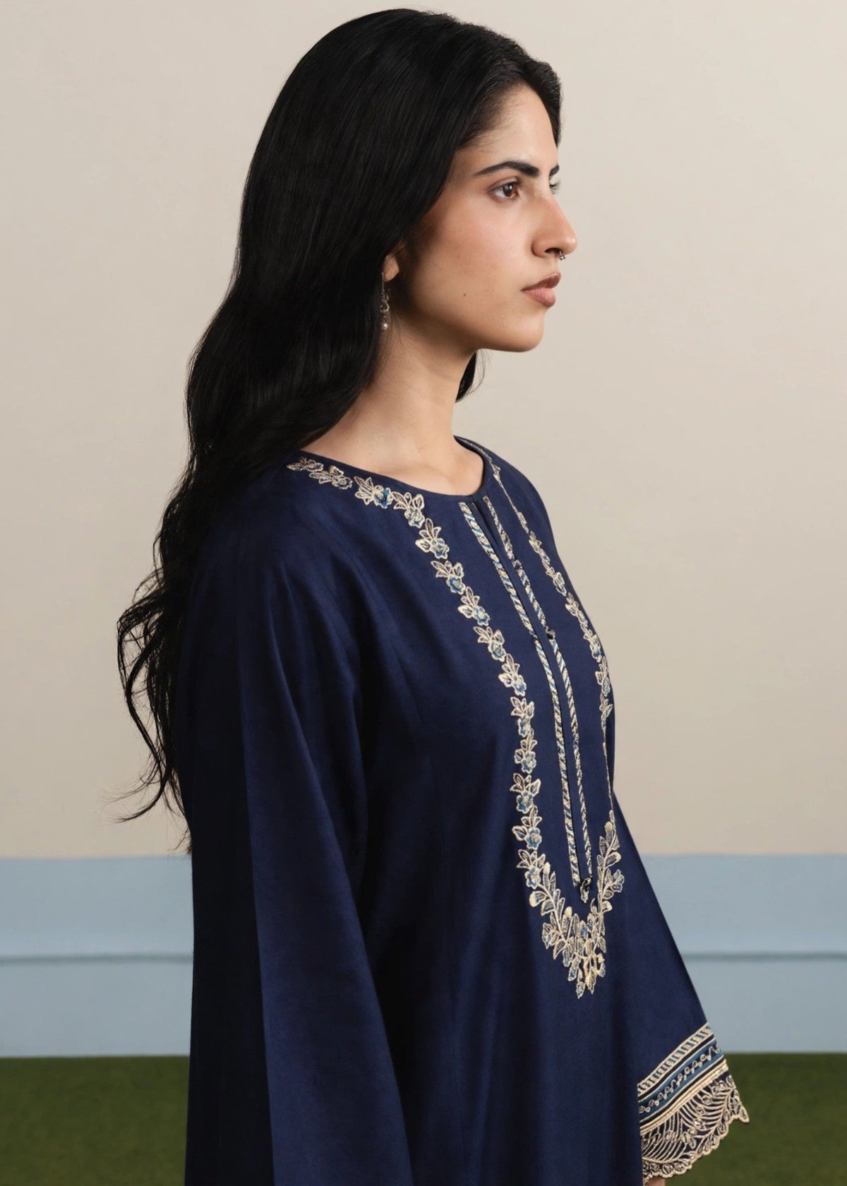 Navy Blue Embroidered Kaftan Online in Dubai DXB UAE Abudhabi Meena Bazaar