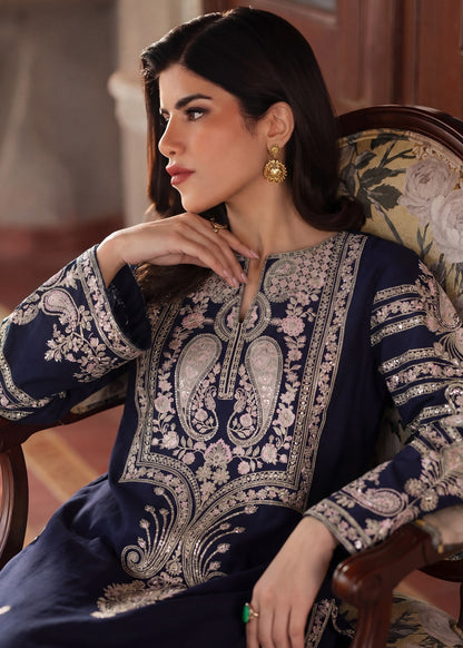 Navy Blue Embroidered Lawn Readymade Suit Online in Dubai DXB UAE Abudhabi Meena Bazaar