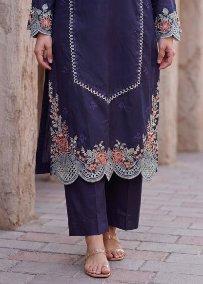 Navy Blue Embroidered Lawn Suit Online in Dubai DXB UAE Abudhabi Meena Bazaar