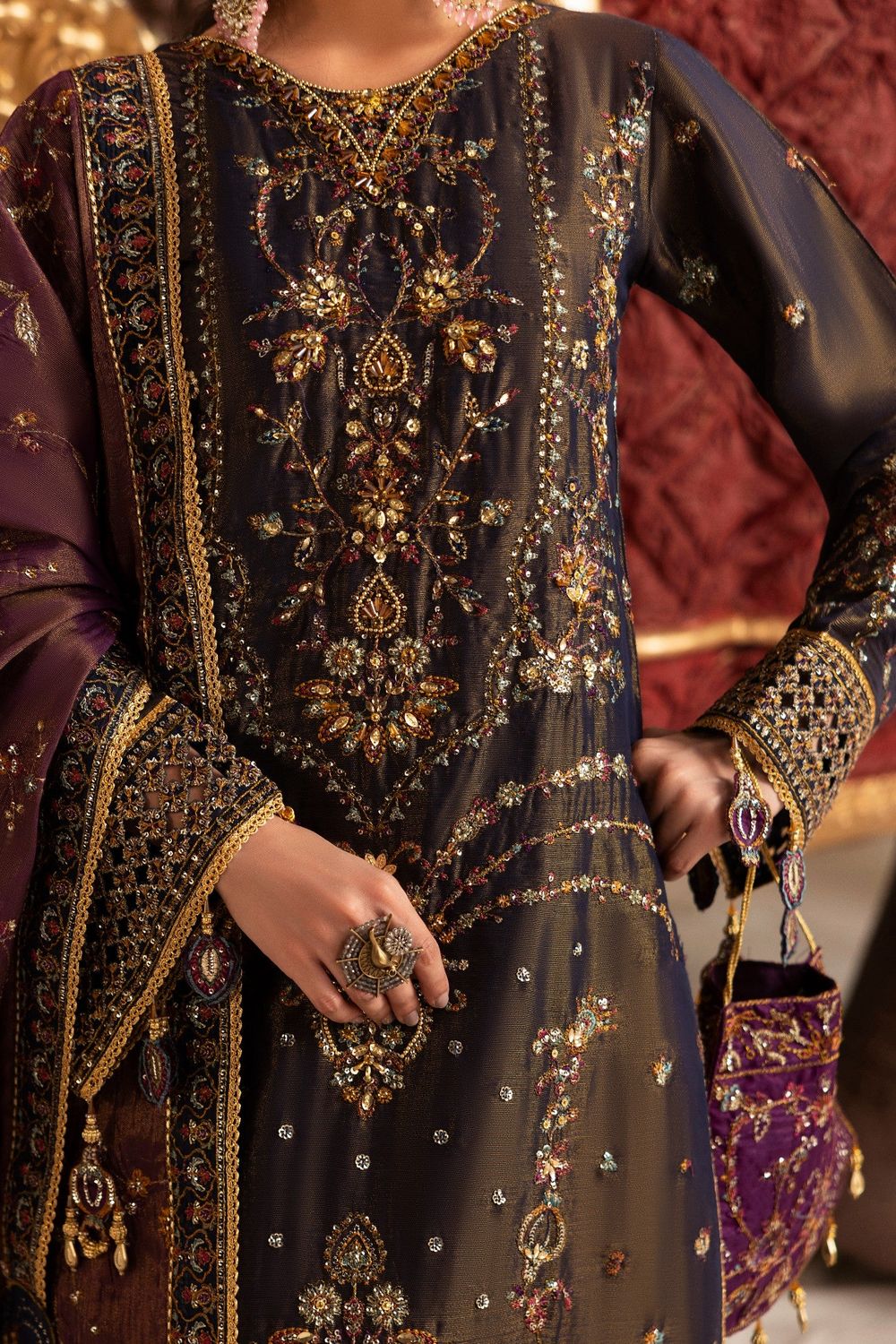 Navy Blue Embroidered Masuri Lehenga Choli Online in Dubai UAE Abudhabi Ajman Sharjah