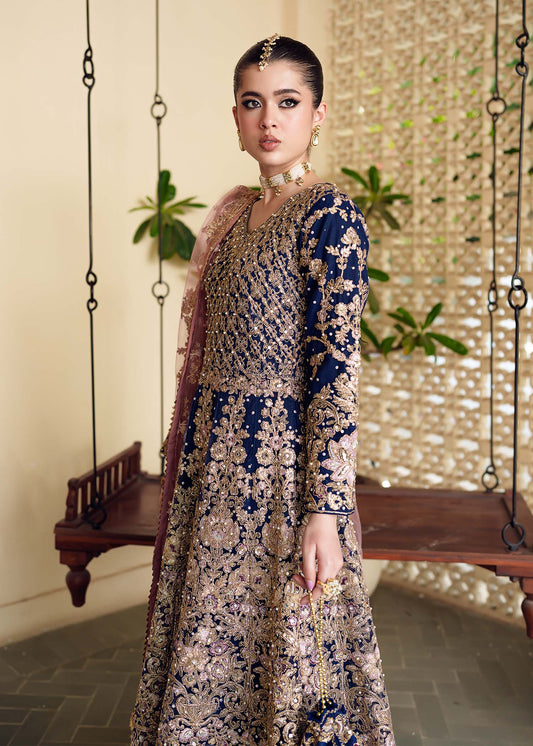 Navy Blue Embroidered Net Guest Wear Suit Online in Dubai DXB UAE Abudhabi Meena Bazaar