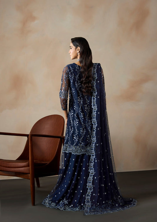 Navy Blue Festive Embroidered Net Pakistani Outfit Online in Dubai DXB UAE Abudhabi Meena Bazaar
