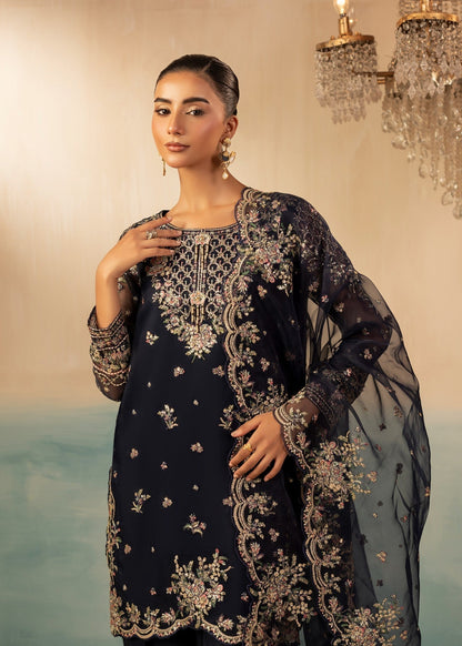 Navy Blue Flared Kurta Farshi Suit Online in Dubai UAE Abudhabi Ajman Sharjah