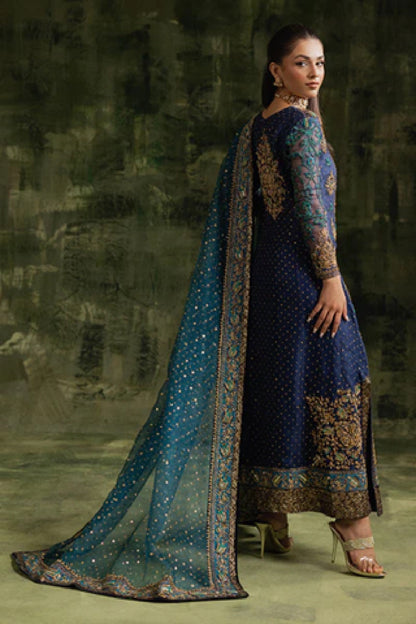Navy Blue Hand Embellished Wedding Bridal Chiffon Suit Online in Dubai DXB UAE Abudhabi Meena Bazaar