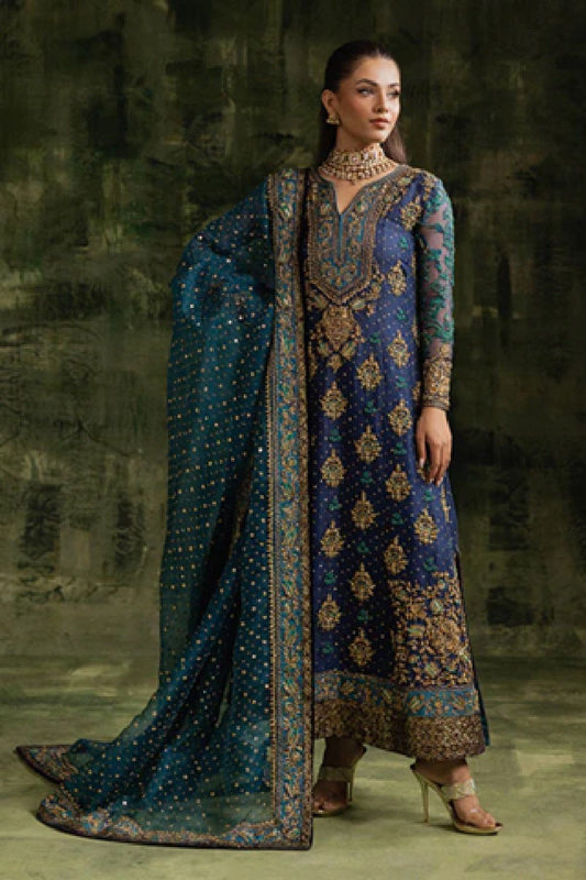 Navy Blue Hand Embellished Wedding Bridal Chiffon Suit Online in Dubai UAE Abudhabi Ajman Sharjah