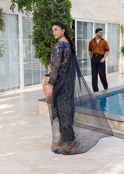 Navy Blue Jacquard Embroidered Party Wear Suit Online in Sri Lanka India Australia