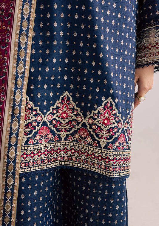 Navy Blue Lawn 3 Piece Suit Online in Sri Lanka India Australia